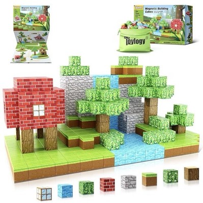 Toylogy Magnetic Building Set 48pcs STEM Construction Large Cubes Booklet