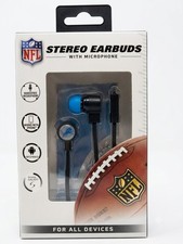 NFL Detroit Lions Big Logo Black Cord Earbuds