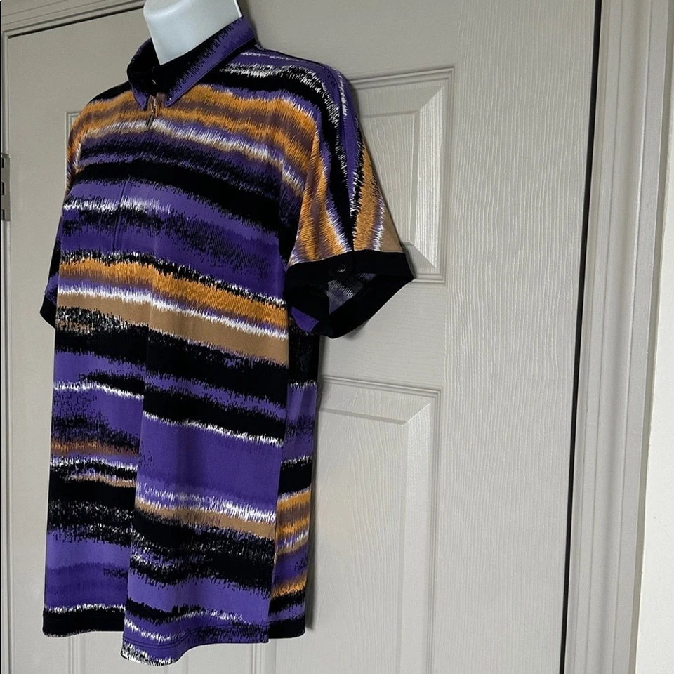 Jamie Sadock Women's Colorful Abstract Print Golf Polo T-Shirt Short Sleeve Sz M - Image 3 of 4