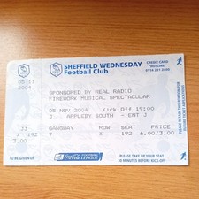 Ticket : 5/11/2004 Firework Display At Sheffield Wednesday