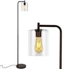 Brightech Elizabeth 66 in. Oil Bronze Industrial LED Floor Lamp w/ Glass Shade