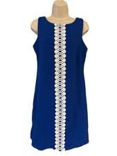 RN Studio Ronni Nicole Dress Women Size 4 Royal Blue Sleeveless Sheath Crochet