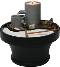 Nature’s Mark Relaxation Indoor Tabletop Water Fountain Zen Garden Combo Déco