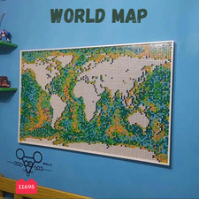World Map Mosaic Wall Art 11695 Pcs Building Block Wall Display Set