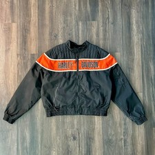 Vintage Harley Davidson Motorcycle Racing Jacket Full Zip Nylon Men's Size XXL