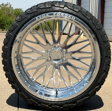 4x New 24x12 Evok Ev703 Forged Polished Wheels Tires 8x6.5 Ram 8x165.1 Chevy