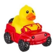 RARE Duck In RED Jeep Rubber Duck Dash Ornament Collectible Duck Duck Jeep