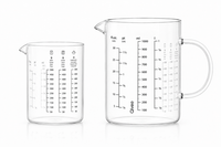 Messbecher Set Glas 500Ml/1000Ml HitzebestäNdig Messkanne Dosierhilfe BehäLter