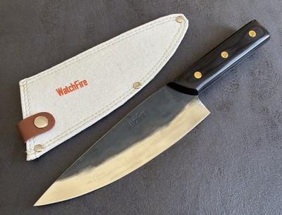 11.5  Ultimate Camping Chef Knife Razor Sharp Hand Forged 7cr17mov Canvas Sheath