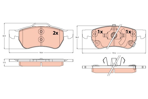 1X TRW GDB2383 Bremsbelagsatz Scheibenbremse FüR MG-image