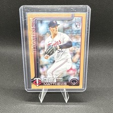 2025 Topps Update Series Zebby Matthews #US37 Gold Rookie Debut Minnesota Twins