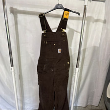Carhartt Men  s Brown Cotton Canvas Relaxed Fit Work Bib Overalls R01-M