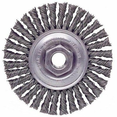 Weiler 13131 4'' x 3/16'' Bead Twist Wire Wheel .020 Wire 5/8''-11 Arbor Nut