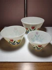 Fire King Oven Ware Ivory Tulip Nesting Mixing Bowls Set Of 3