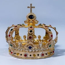 King's Crown Retro Alloy Glass Headpiece Accessories Birthday Gift Crafts