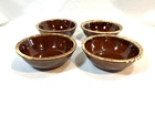 Vintage Hull Pottery Brown Drip Glaze 4 COUPE CEREAL BOWLS 6-3/4"