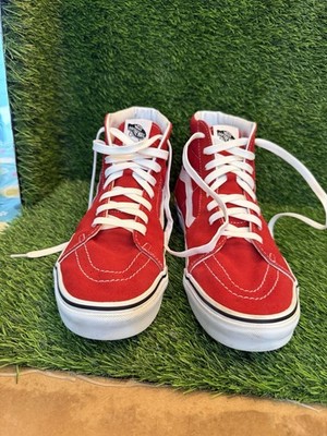 Vans SK-8 Unisex Red Suede High Top Sneakers Size Men s 10 1/2 Women s Size 12