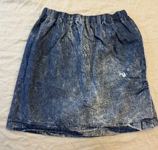 Vtg 80s Skirt Women Sz 8 Blue Jean Acid Wash Straight Elastic Waist