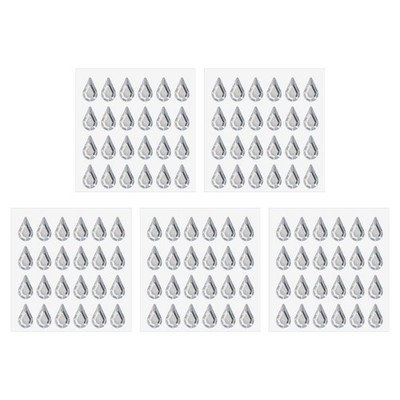 5 Sheet/120Pcs Water Drop Self-Adhesive Rhinestone Sticker White