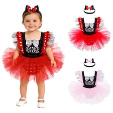 Baby Girls Tiered Infant 1st Birthday Kids Rompers Dress Baby Shower Headband
