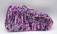Hand Knitted Slippers Pink Purple  Blue Warm Slippers STOCKING Stuffer Size 5-9