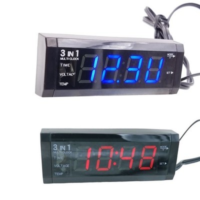 Digital Multifunction Electronic Watch Car Voltmeter Thermometer Timer 3 in 1
