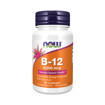 Now Foods B-12 5000mcg + Folic Acid (60 lozenges) Unflavoured