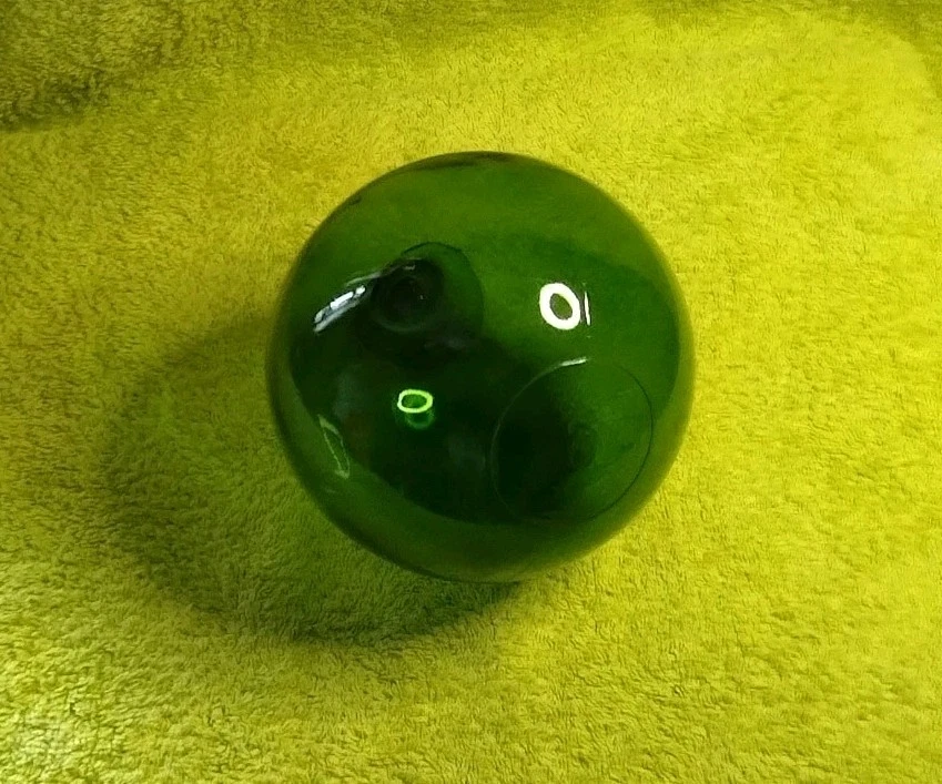 Vintage Green Glass Buoy Float 12cm Diameter. - Image 2 of 2