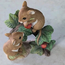 Tiny Tales Ceramic Mice And Berries Woodland #1443 Home Interiors And Gifts