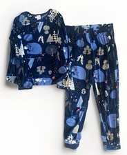 Disney S 4-6 Winnie the Pooh Eeyore Donkey Super Soft Plush Pajamas Pjs Blue