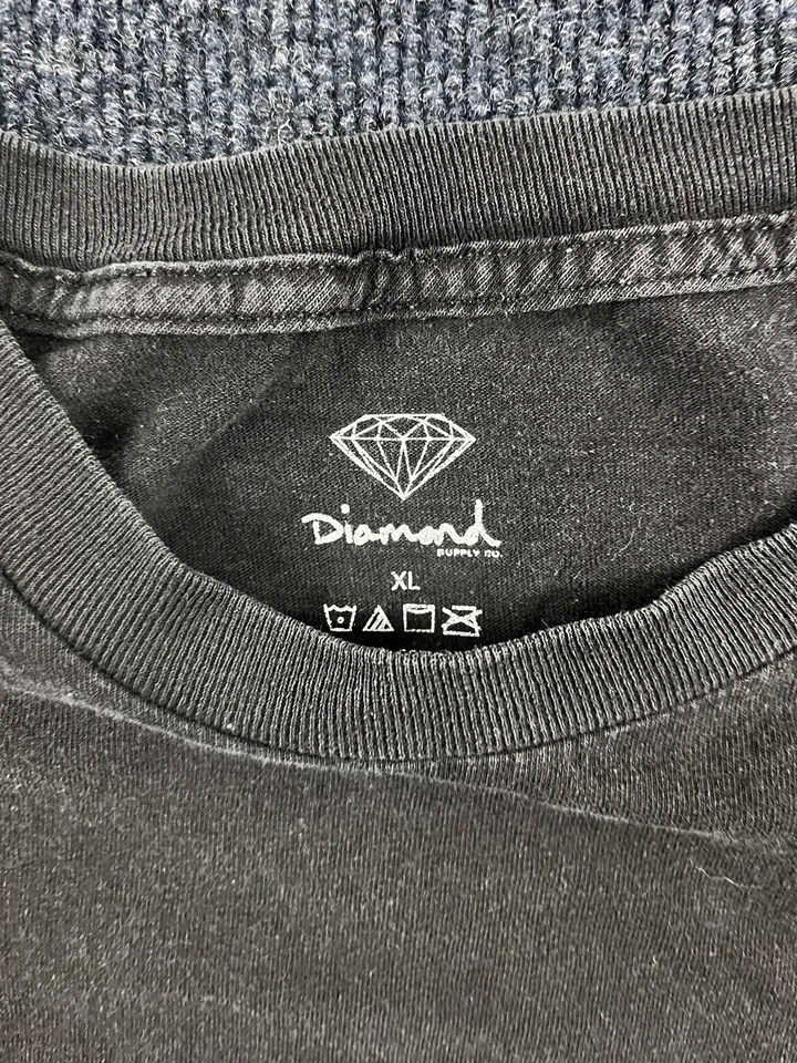 Camisa Diamond Supply Co Para Hombres XL Negra Gráfico Logo Escritura Floral Ropa de Calle Camiseta Foto 4 de 4