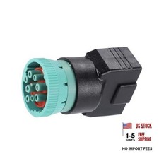 Universal 9pin J1939 to OBD2 16pin Female Adapter Diagnostic Connector,