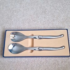 Laguiole 2-Piece Stainless Steel Serving Set Silver Serving Spoon & Salad Server