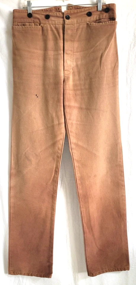 Pants Trousers Mens 34WX35L Frontier Western Vintage Style Beige Tan Reenactment - Image 2 of 4