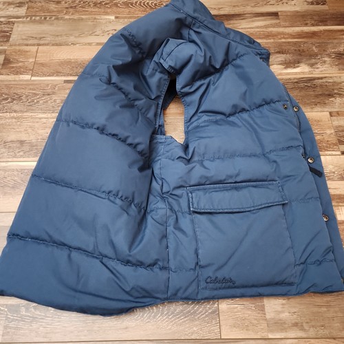 CABELAS Mens Blue Premier Northern Goose Down Vest Fleece Lined XL - Afbeelding 7 van 8