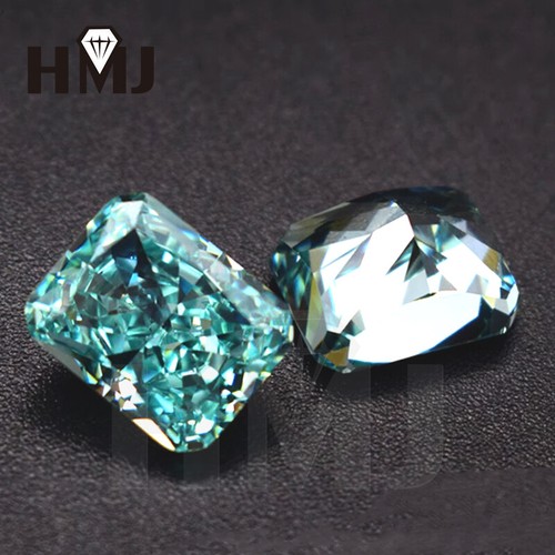 Radiant Octangle CZ Crush Ice Cut Blue Lab Cubic Zirconia Paraiba Color Diamond - Picture 5 of 10