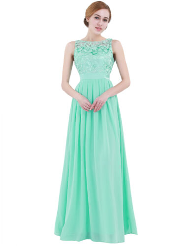 AU Women Long Gown Chiffon Prom Evening Party Bridesmaid Wedding Maxi Dress - Picture 15 of 45
