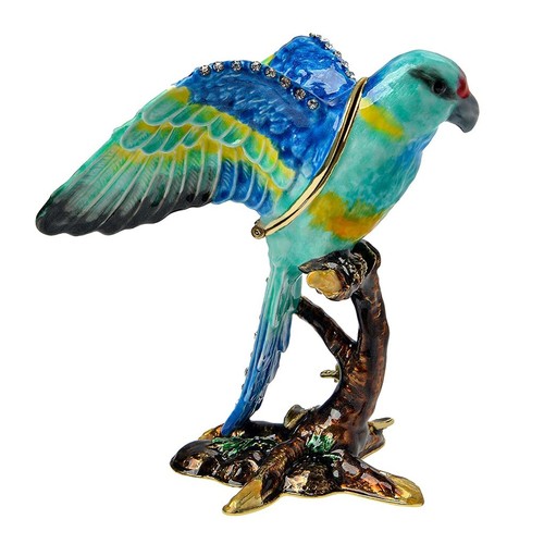 Statuina pappagallo decorazione casa cristallo placcato oro animale portagioie piccolo anello... - Foto 2 di 8