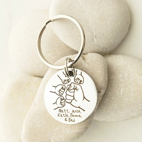 Daddy Keyring Custom Fist Bump Dad Child Pet Gift for Father or Grandpa - Imagen 6 de 8