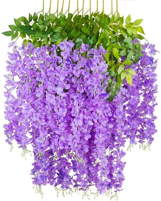 24×  Artificial Wisteria Vine Hanging Flower 3.6 Ft Wedding Garden Colorful USA