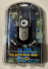 Coby Dynamic Bass Boost System Black CX-7 AM/FM Radio Mini Pocket Radio Earbuds