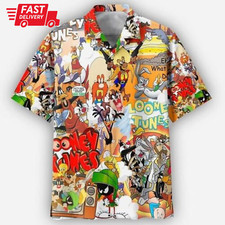 Looney Tunes Print HAWAIIAN Shirt Aloha Funny Unisex Shirt For Family US New