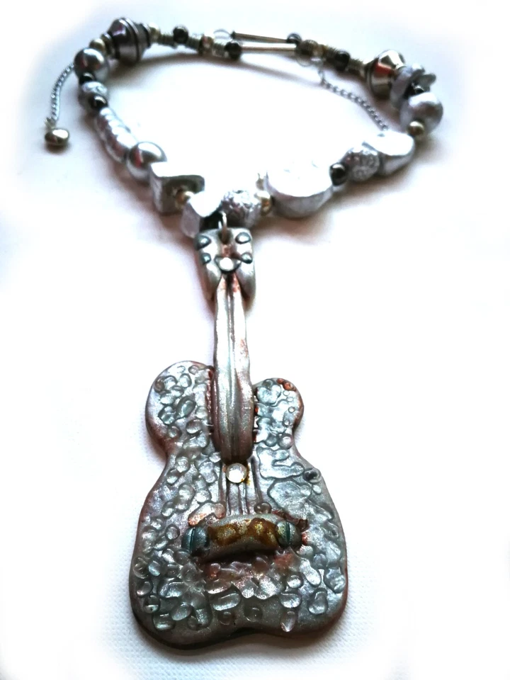 Gioielli di Lusso Collana da Uomo Donna Fashion Bigiotteria Pendaglio Chitarra - Immagine 3 di 4