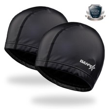 2 Pack Durable PU Swimming Caps with Protective Layer for Adult Men Women Swim