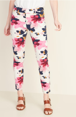 Old Navy NWT Women s High Rise Pixie Pants Pink Floral Size 0