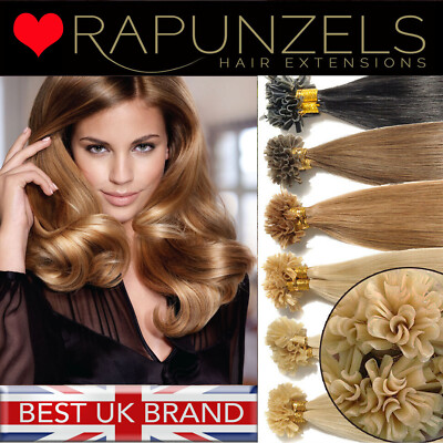 20'' NAIL U TIP KERATIN PRE-BONDED REMY ECHTHAARVERLÄNGERUNGEN RAPUNZELS UK