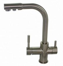 3 Way Kitchen Tap Undersink Drinking Water Filter Faucet 2 Handles Brushed Steel