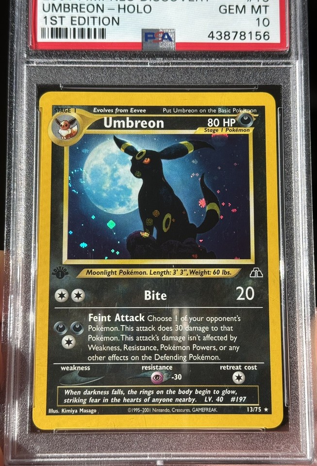 2001 Pokemon Neo Discovery Umbreon 1st Edition Holo 13/75 PSA 10 GEM