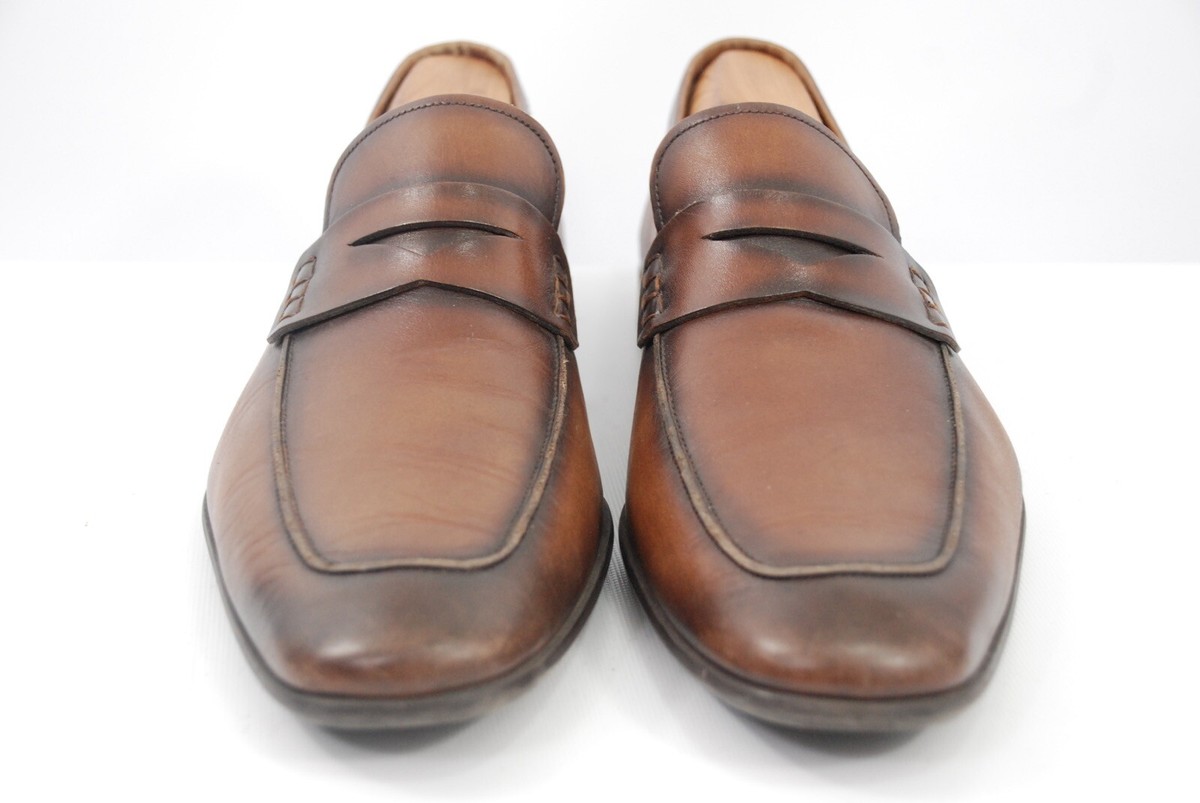 Magnanni Ramiro II Midbrown Penny Loafers Patina Finish 