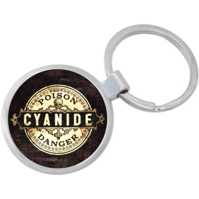 Vintage Label Poison Cyanide Danger Keychain - Includes 1.25 Inch